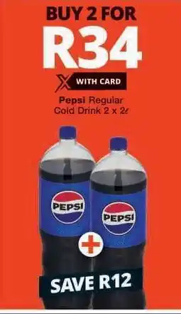 Checkers Pepsi Regular Cold Drink 2 x 2L offer