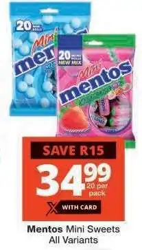 Checkers Mentos Mini Sweets offer