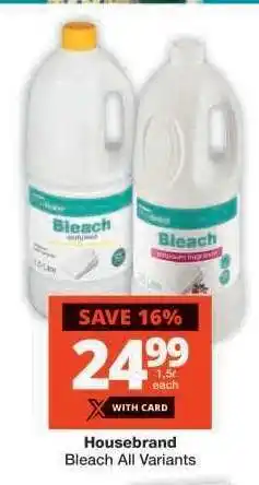 Checkers Housebrand Bleach All Variants offer