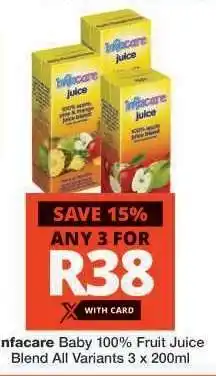 Checkers Infacare Baby 100% Fruit Juice Blend offer
