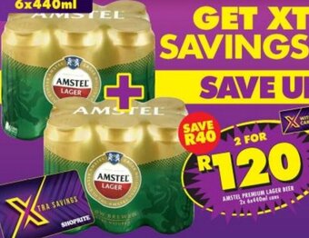 Shoprite Liquor Amstel Premium Lager Beer 2x 6x440ml Cans offer