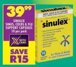 Shoprite Sinulex sinus, colds & flu support capsules offer