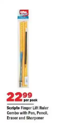 OK MiniMark Scripto Finger Lift Ruler Combo with Pen, Pencil, Eraser and Sharpener offer