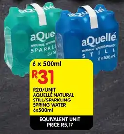 Shoprite Aquelle natural still/ sparkling spring water offer
