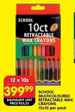 Shoprite School multicoloured retractable wax crayons offer