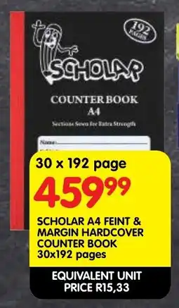 Shoprite Scholar A4 feint & margin hardcover counter book offer