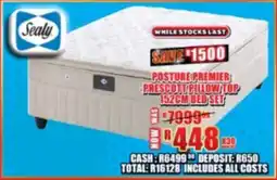 Lewis Sealy posture premier prescott pillow/top 152cm bed set offer