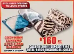 Lewis Cozy mink contemp 2-ply blanket offer