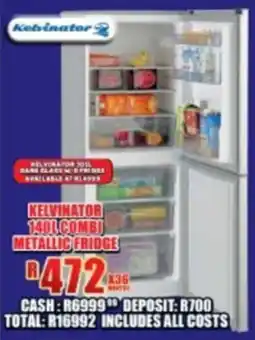 Lewis Kelvinator combi metallic fridge offer