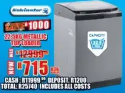 Lewis Kelvinator metallic top loader offer