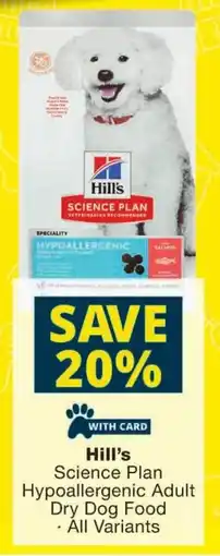 Checkers Hill's Science Plan Hypoallergenic Adult Dry Dog Food offer