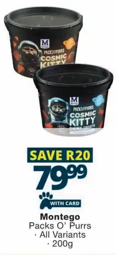 Checkers Montego Packs O' Purrs offer