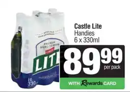 Spar Tops Castle Lite Handies 6 x 330ml offer
