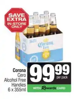 Spar Tops Corona Cero Alcohol Free Handies 6 x 355ml offer