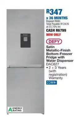 OK Furniture DEFY Satin Metallic-Finish Bottom-Freezer Fridge with Water Dispenser DAC627 offer