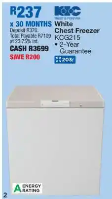 OK Furniture White Chest Freezer KCG215 offer