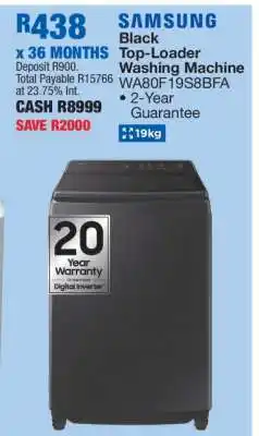 OK Furniture Samsung Black Top-Loader Washing Machine WA80F19S8BFA offer