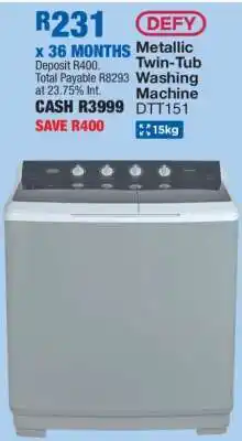 OK Furniture Defy Metallic Twin-Tub Washing Machine DTT151 offer