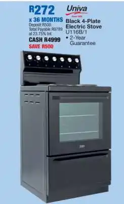 OK Furniture Univa Black 4-Plate Electric Stove U116B/1 offer