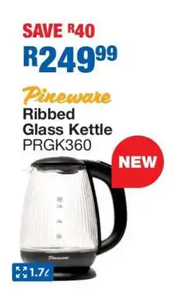 OK Furniture Pineware Ribbed Glass Kettle PRGK360 offer