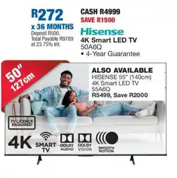 OK Furniture Hisense 4K Smart LED TV 50A6Q offer