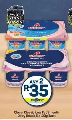 Pick n Pay Clover Classic Low Fat Smooth Dairy Snack 6 x 100g Each offer
