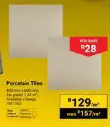 Builders Warehouse Porcelain Tiles 600mm x 600 (597150)-Per Sqm offer