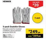 Builders Warehouse Hennox 5 Pack Goatskin Gloves (620172)-Per Pack offer