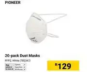 Builders Warehouse Pioneer 20 Pack Dust Masks White FFP2 (782347) offer