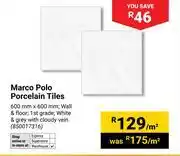 Builders Warehouse Marco Polo Porcelain Tiles 600mm x 600mm (850017316)-Per Sqm offer