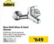 Builders Warehouse Builders Nova Bath Mixer & Hand Shower (783948) offer