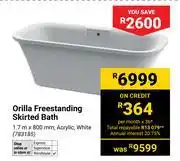 Builders Warehouse Orilla Freestanding Skirted Bath White 1.7m x 800mm (783185) offer