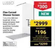 Builders Warehouse Lusso Floe Curved Shower Screen 1m x 2m (850024823) offer
