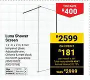 Builders Warehouse Lusso Luna Shower Screen 1.2m x 2m (850010222, 850010168) offer