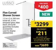 Builders Warehouse Lusso Floe Curved Shower Screen 1.2m x 2m (850024765) offer