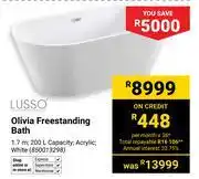 Builders Warehouse Lusso Olivia Freestanding Bath 1.7m White (850013298) offer