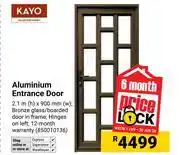 Builders Warehouse Kayo Aluminium Entrance Door 2.1m(h) X 900mm(w) 850010136 offer