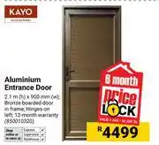 Builders Warehouse Kayo Aluminium Entrance Door 2.1m(h) X 900mm(w) 850010320 offer