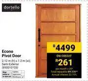 Builders Warehouse Dortello Econo Pivot Door 2.12m(h) X 1.2m(w) 850010103 offer