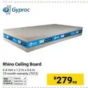 Builders Warehouse Gyproc Rhino Ceiling Board 6.4mm X 1.2m X 3.6m 7312-Each offer