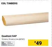 Builders Warehouse Col Timbers Quadrant SAP 19mm X 19mm X 3m 60767 offer