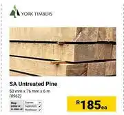 Builders Warehouse York Timbers SA Untreated Pine 50mm X 76mm X 6m 8962-Each offer