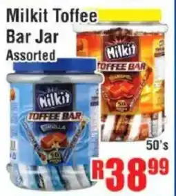 Devland Cash And Carry Milkit Toffee Bar Jar Assorted, offer