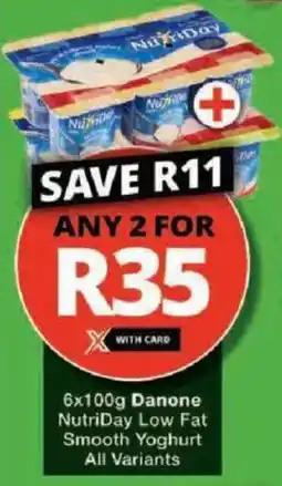 Checkers Hyper Danone NutriDay Low Fat Smooth Yoghurt All Variants offer