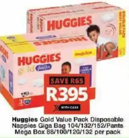 Checkers Hyper Huggies Gold Value Pack Disposable Nappies Giga Bag/ Pants Mega Box offer