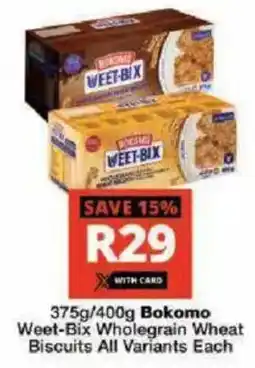 Checkers Hyper Bokomo Weet-Bix Wholegrain Wheat Biscuits All Variants offer