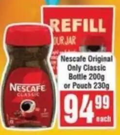 Frontline Nescafe Original Only Classic Bottle or Pouch offer