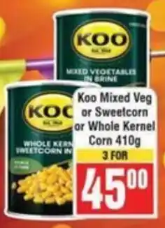 Frontline Koo Mixed Veg or Sweetcorn or Whole Kernel Corn offer