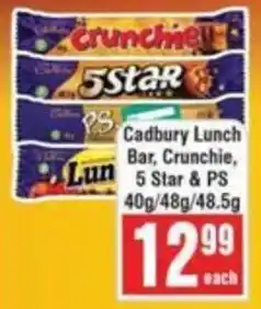 Frontline Cadbury Lunch Bar, Crunchie, 5 Star & PS offer