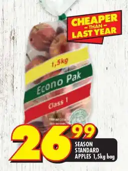 Shoprite SEASON STANDARD APPLES 1,5kg bag offer